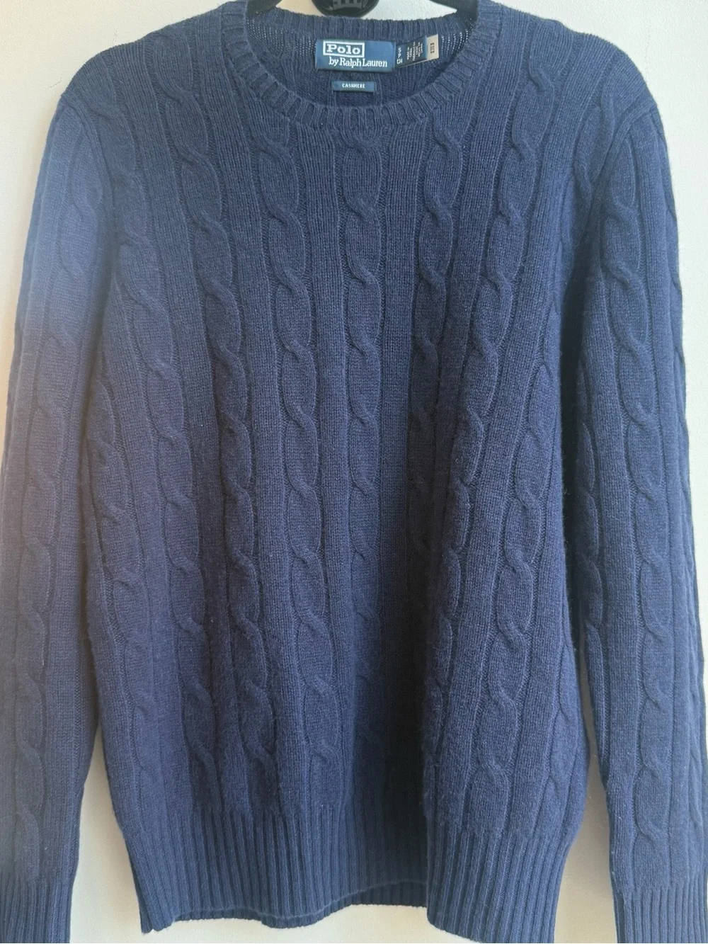 Polo by Ralph Lauren Iconic Cable-Knit 100% Cashmere Sweater. Hunter Navy. - Picture 5 of 8